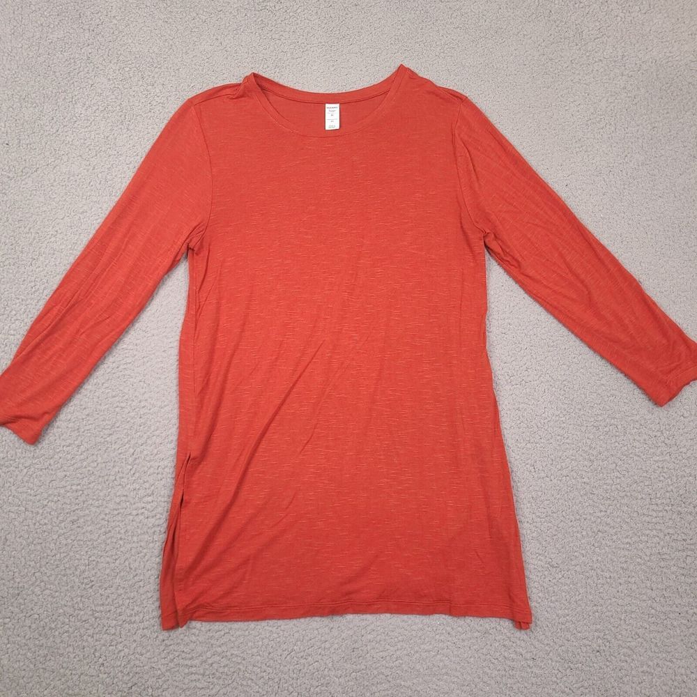 Old Navy Luxe Tunic Top Womens‎ Medium Orange Deep Rose Long Sleeve T-Shirt